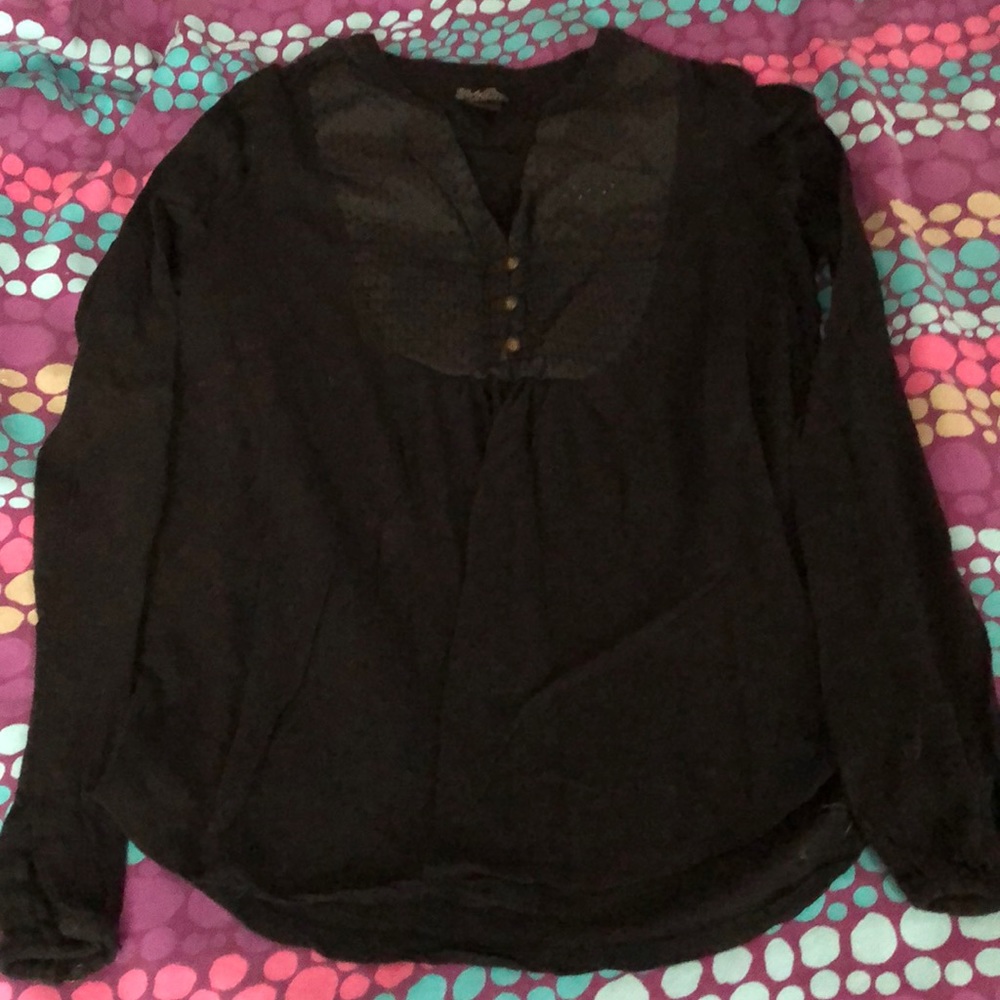 Black long sleeve Lucky brand peasant top sz small